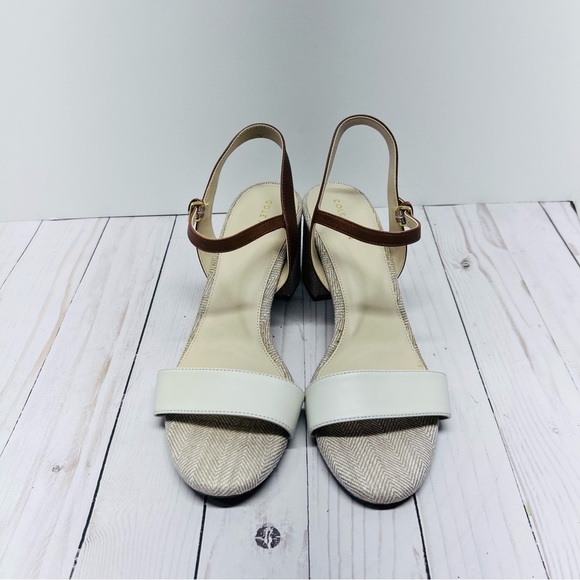 Cole Haan NEW Without Box Josie Block Heel Sandal - Cream and Brown Size 8.5 - Picture 3 of 11